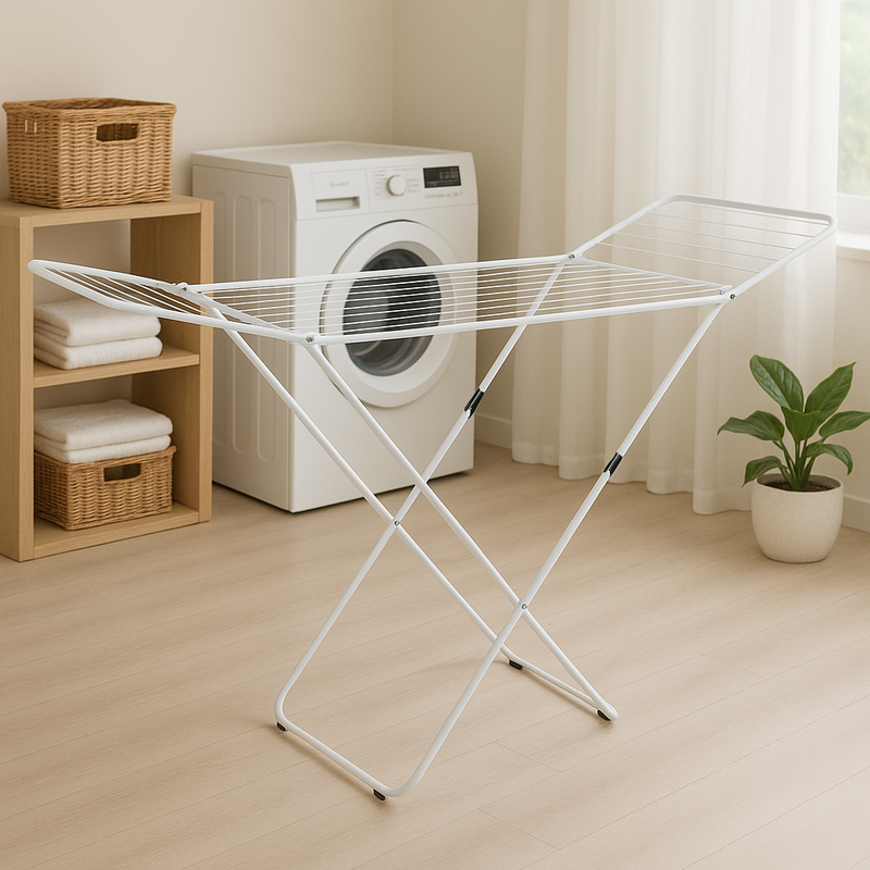 Winged Folding Clothes Airer - White