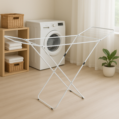 Winged Folding Clothes Airer - White