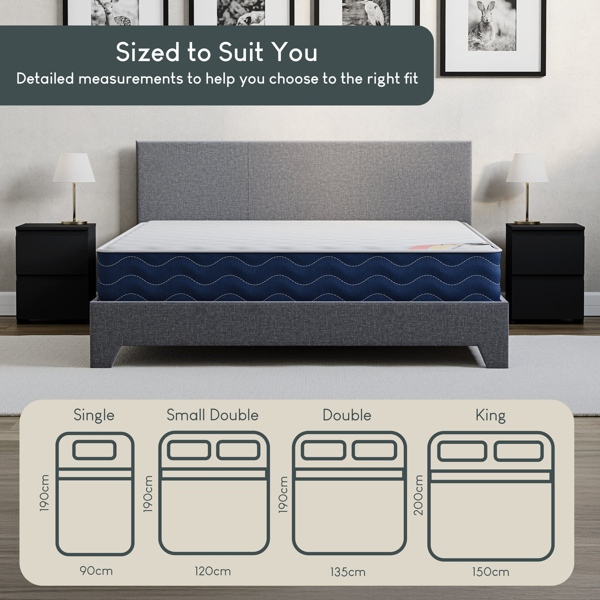 Gel Memory Foam Bonnell Spring Mattress, Double