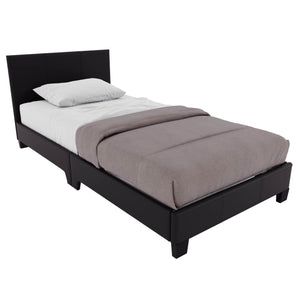 Lisbon Single Faux Leather Bed, Black UKFR