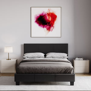 Lisbon Small Double Faux Leather Bed, Black UKFR