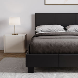 Lisbon Small Double Faux Leather Bed, Black UKFR
