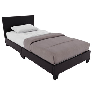 Lisbon Single Faux Leather Bed, Brown UKFR