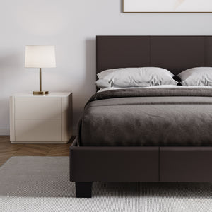 Lisbon Small Double Faux Leather Bed, Brown UKFR