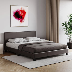 Lisbon Double Faux Leather Bed, Brown UKFR