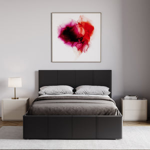 Lisbon Small Double Ottoman Faux Leather Bed, Black UKFR