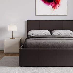 Lisbon Small Double Ottoman Faux Leather Bed, Brown UKFR