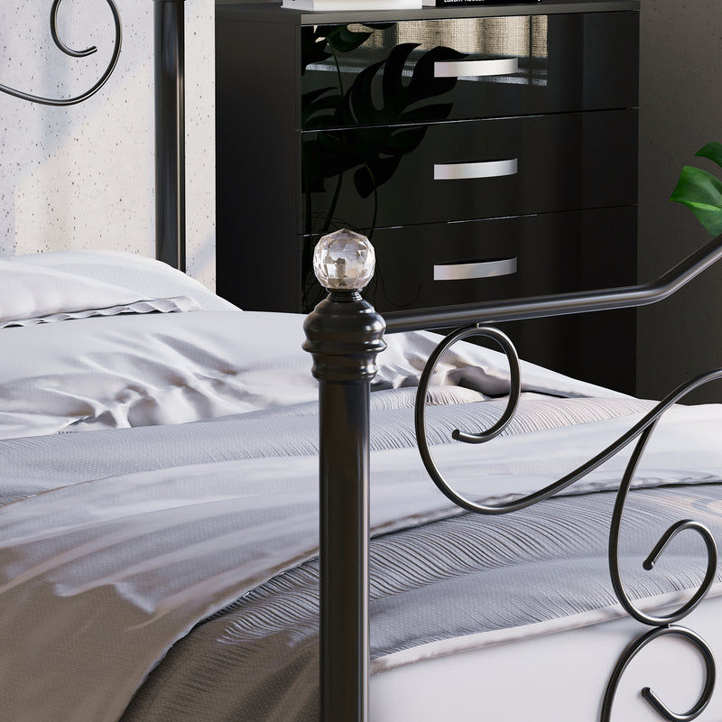 Chicago Double Metal Bed - Black