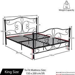 Chicago King Size Metal Bed - Black