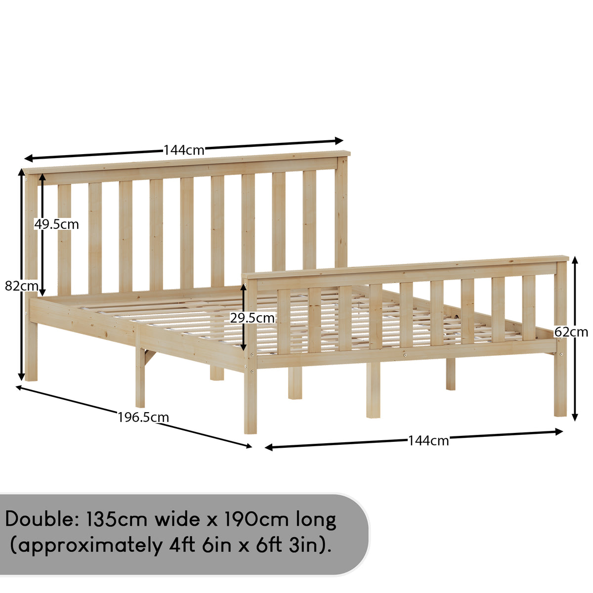 Milan Wooden Bed, High Foot