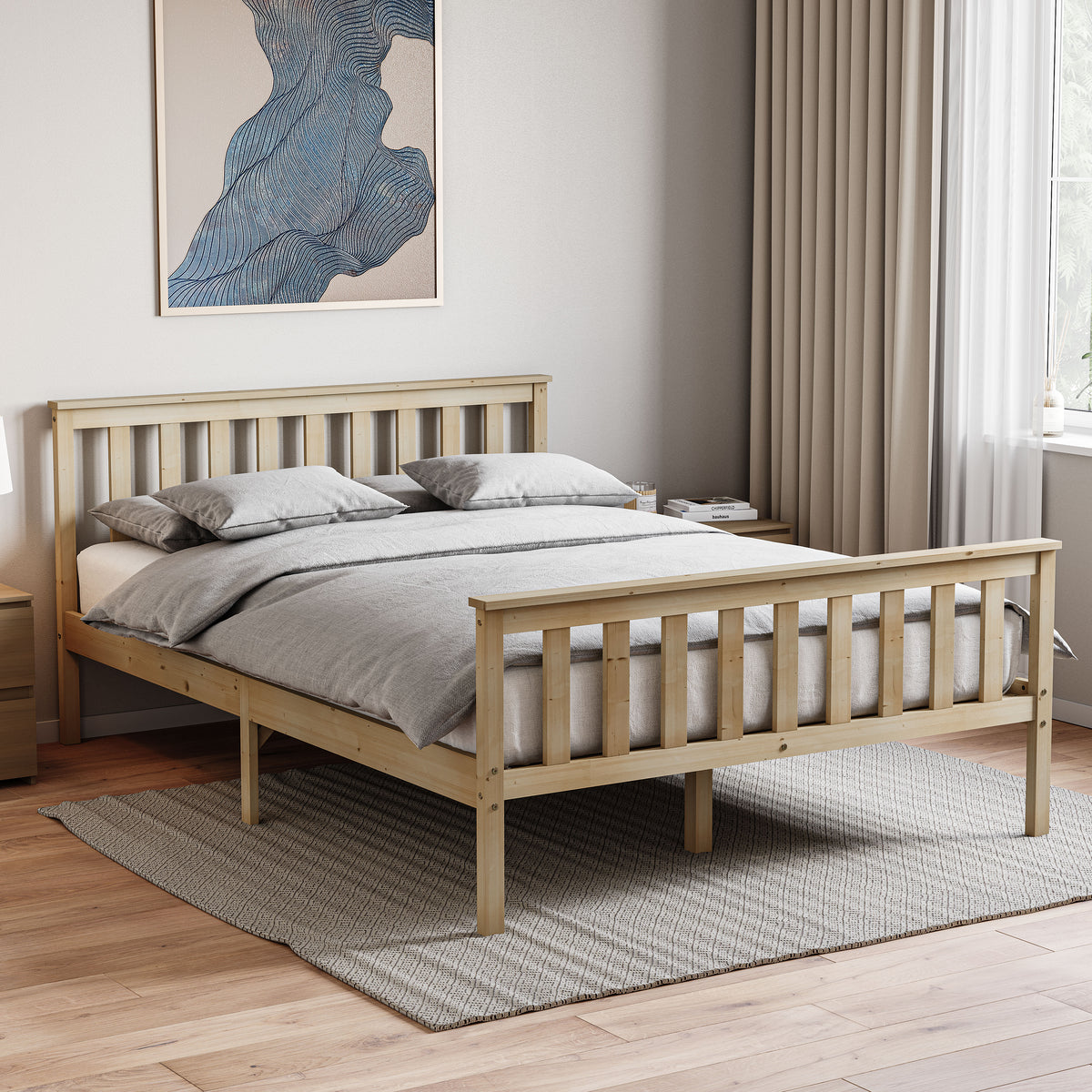 Milan Wooden Bed, High Foot