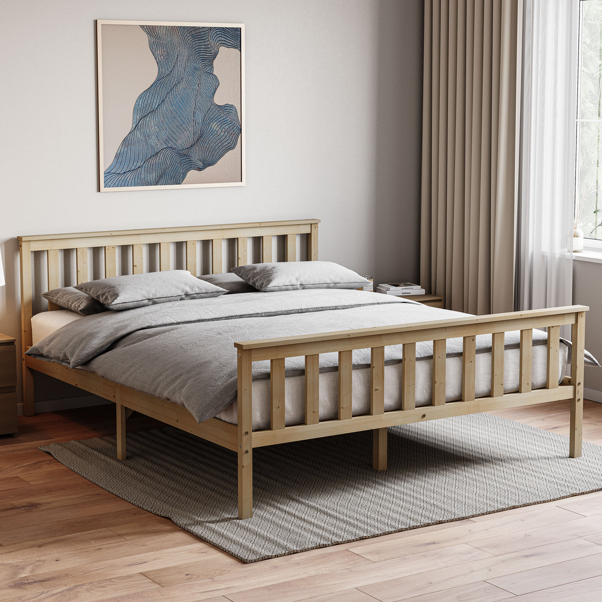 Milan Wooden Bed, High Foot