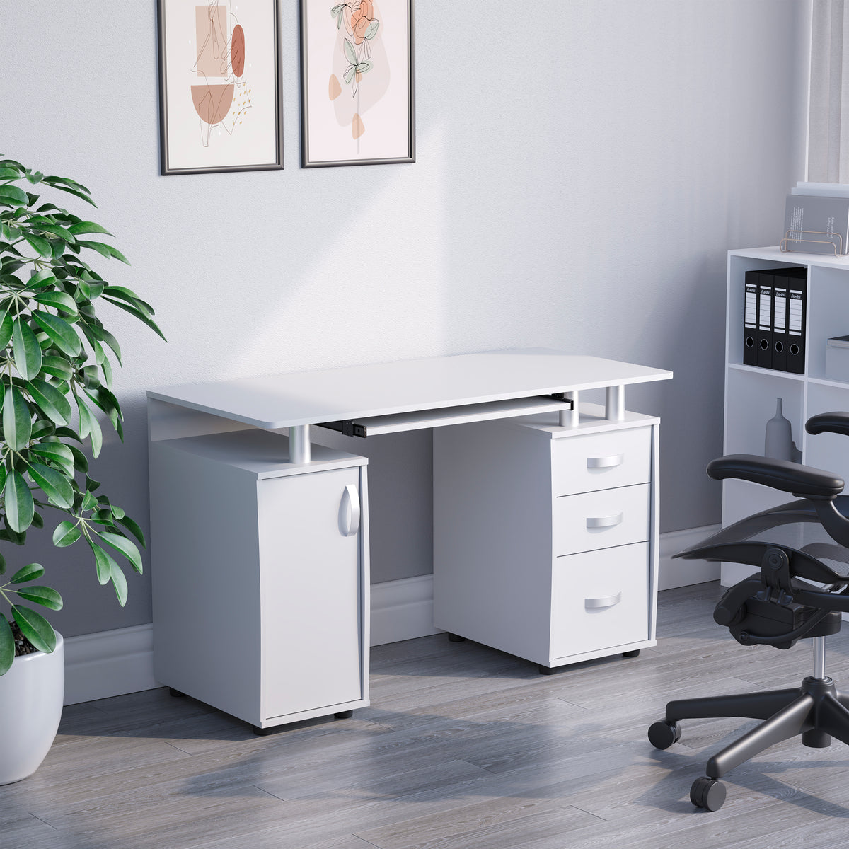 Otley 3-Drawer 1-Door Computer Desk, White