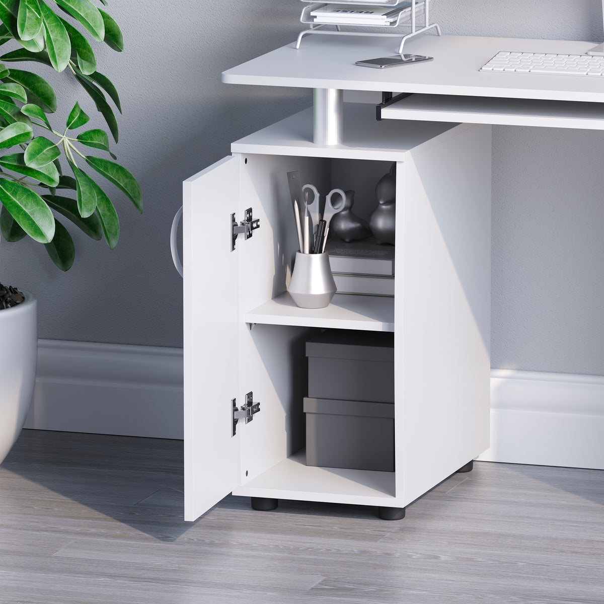 Otley 3-Drawer 1-Door Computer Desk, White