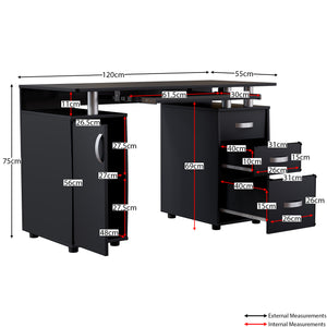 Otley 3-Drawer 1-Door Computer Desk, Black