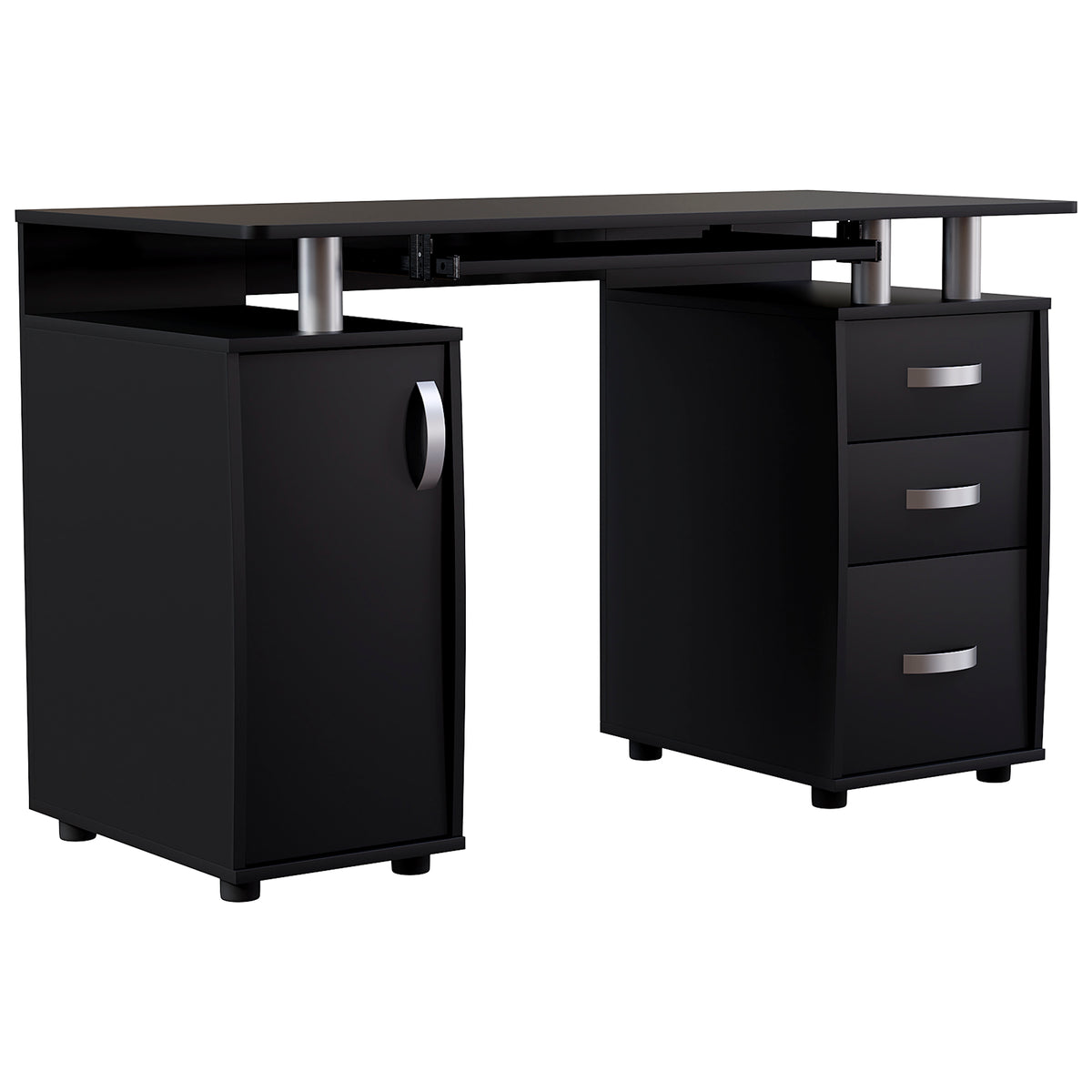 Otley 3-Drawer 1-Door Computer Desk, Black