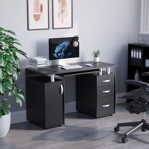 Otley 3-Drawer 1-Door Computer Desk, Black