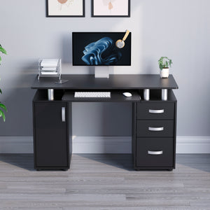 Otley 3-Drawer 1-Door Computer Desk, Black