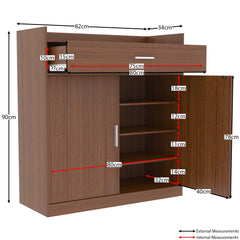 Dalby 2-Door 1-Drawer Shoe Cabinet - Walnut