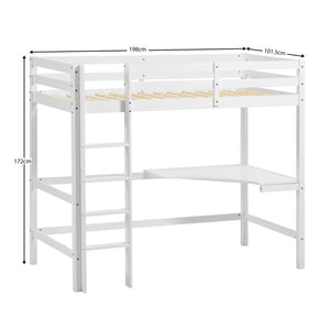 Sydney High Bunk With Desk - White