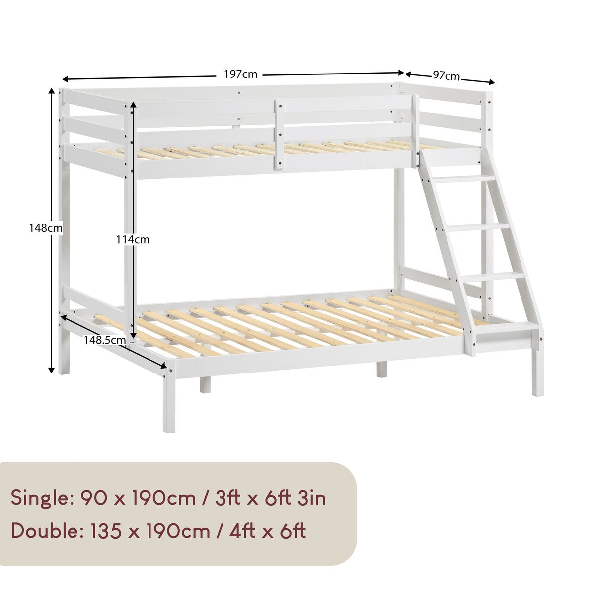 Sydney Triple Sleeper Bunk Bed - White