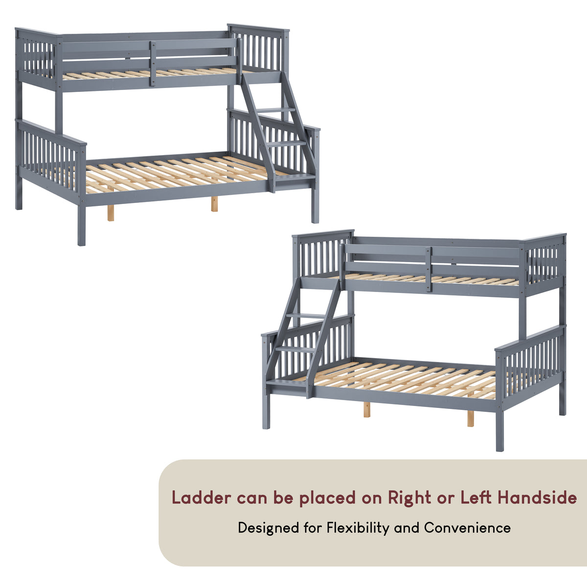 Milan Triple Sleeper Bunk Bed - Grey