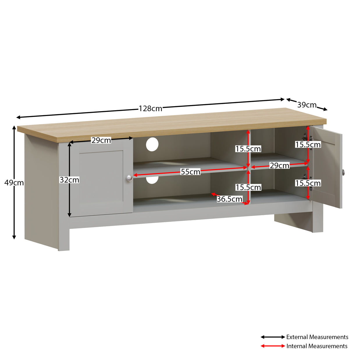 Arlington 2-Door TV Unit - Grey