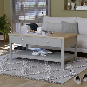 Arlington 2-Drawer Coffee Table - Grey