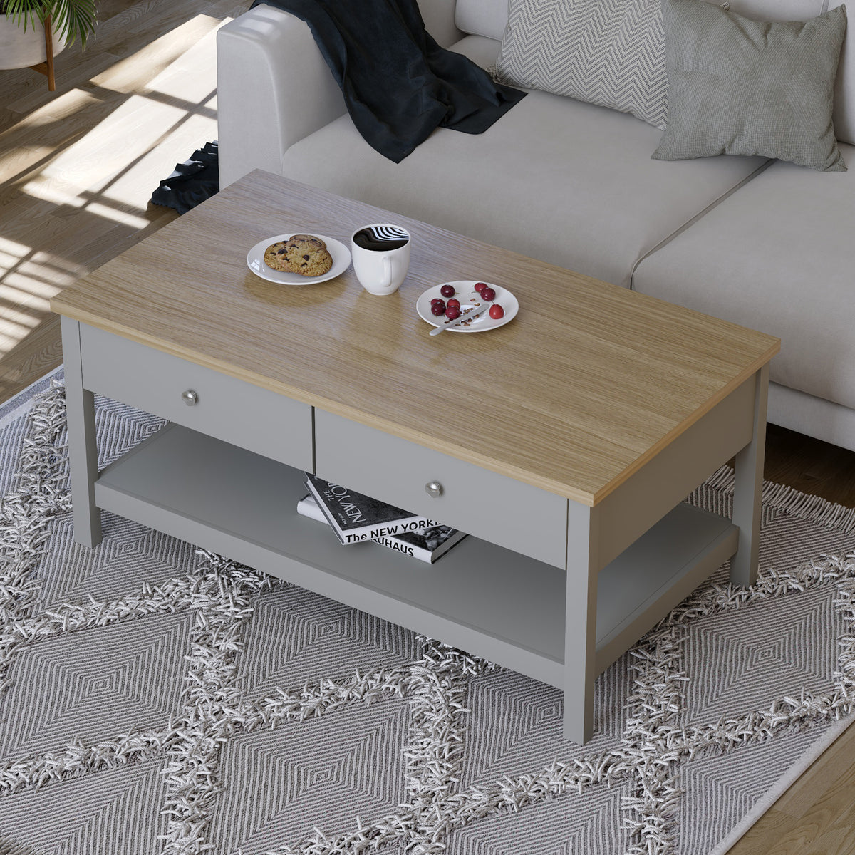 Arlington 2-Drawer Coffee Table - Grey