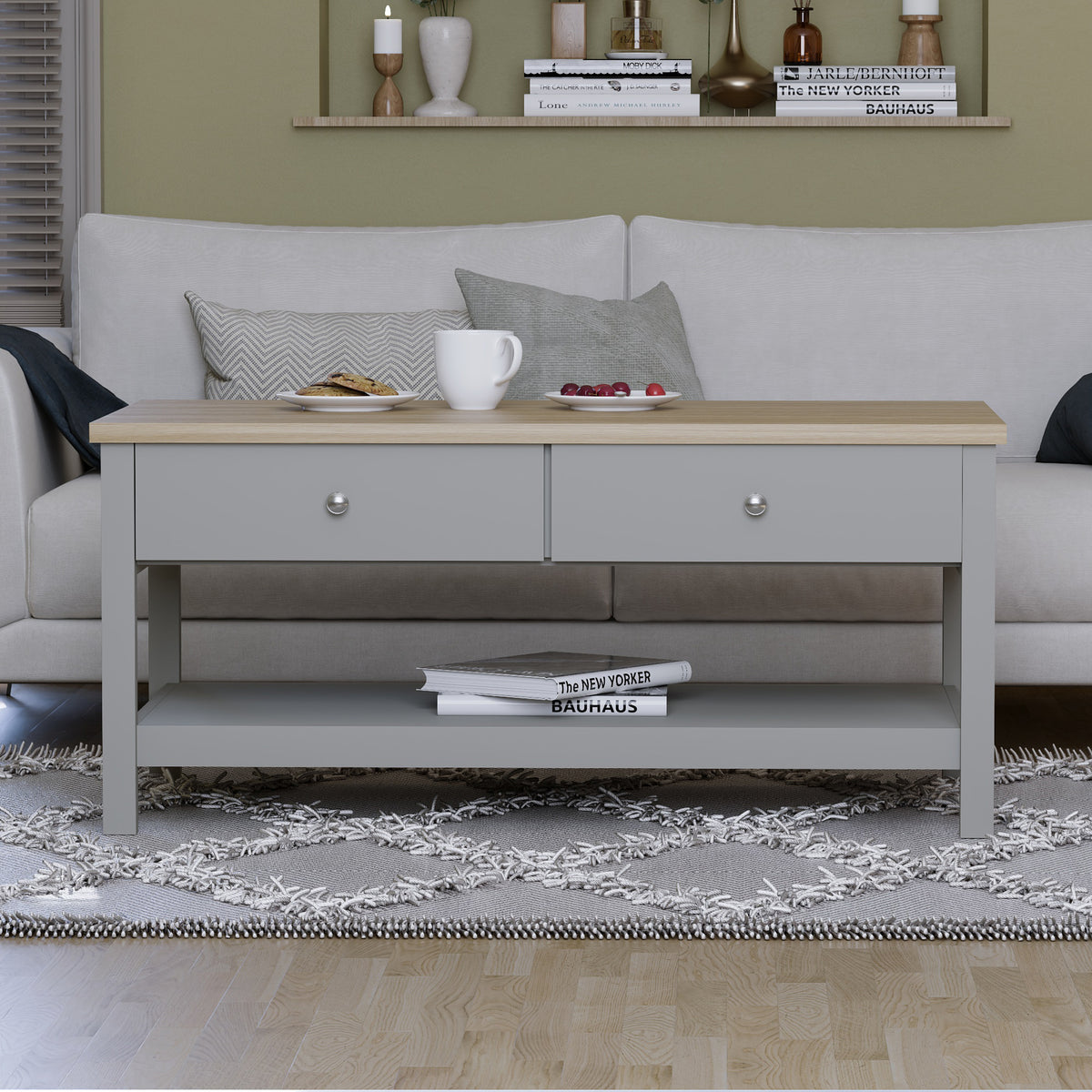 Arlington 2-Drawer Coffee Table - Grey