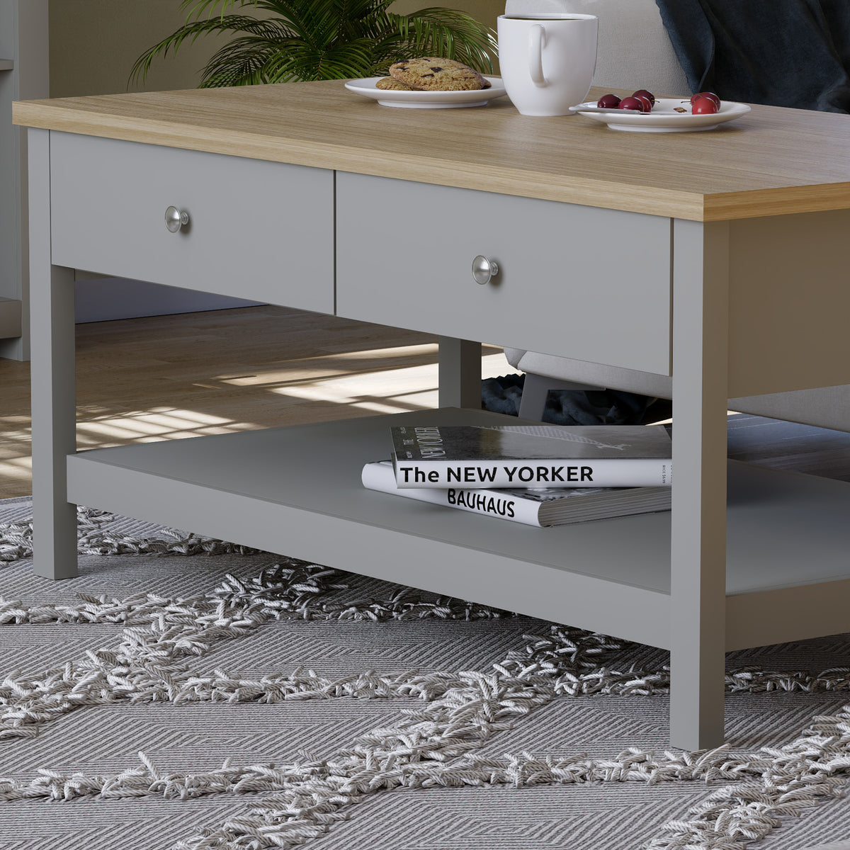 Arlington 2-Drawer Coffee Table - Grey