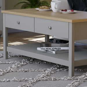 Arlington 2-Drawer Coffee Table - Grey