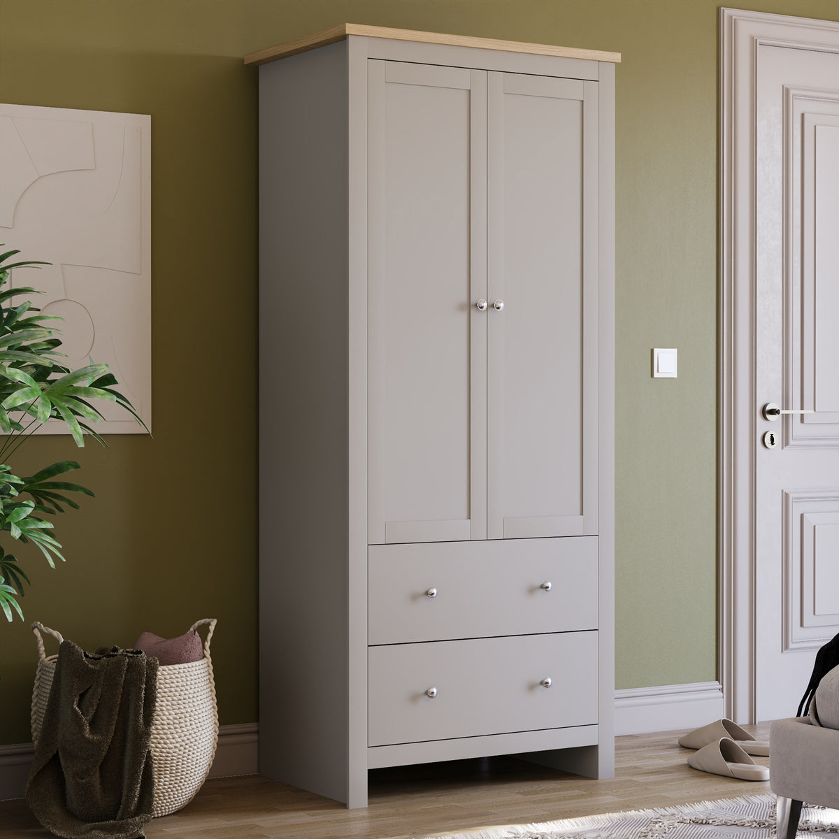 Arlington 2-Door 2-Drawer Wardrobe - Grey