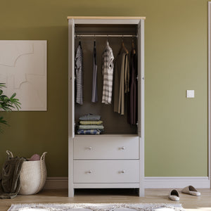 Arlington 2-Door 2-Drawer Wardrobe - Grey
