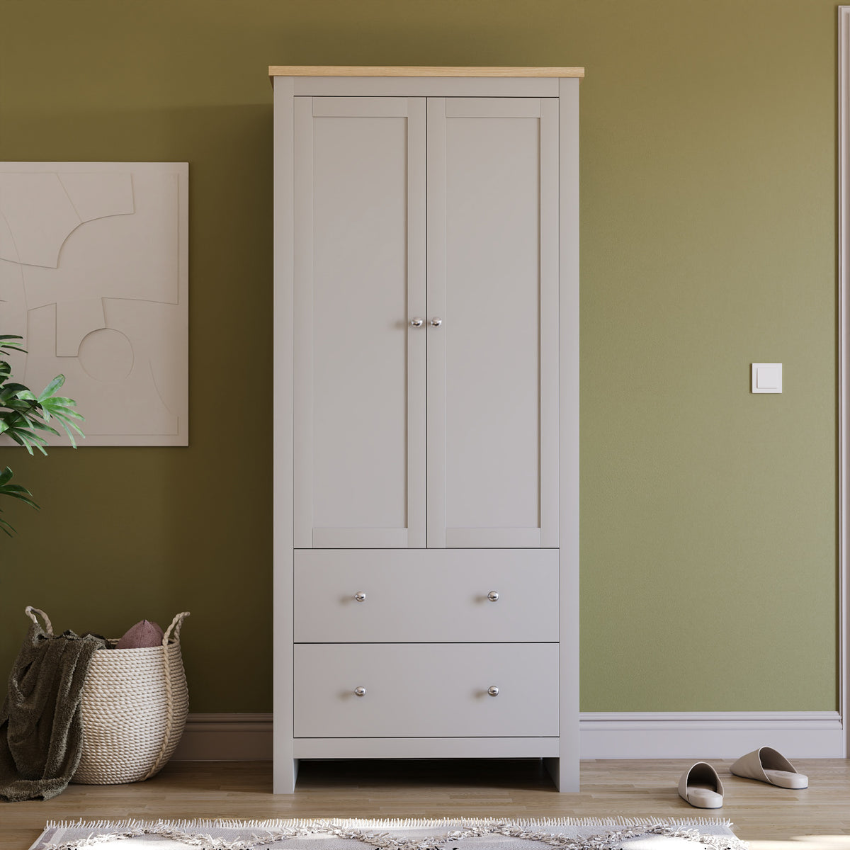 Arlington 2-Door 2-Drawer Wardrobe - Grey