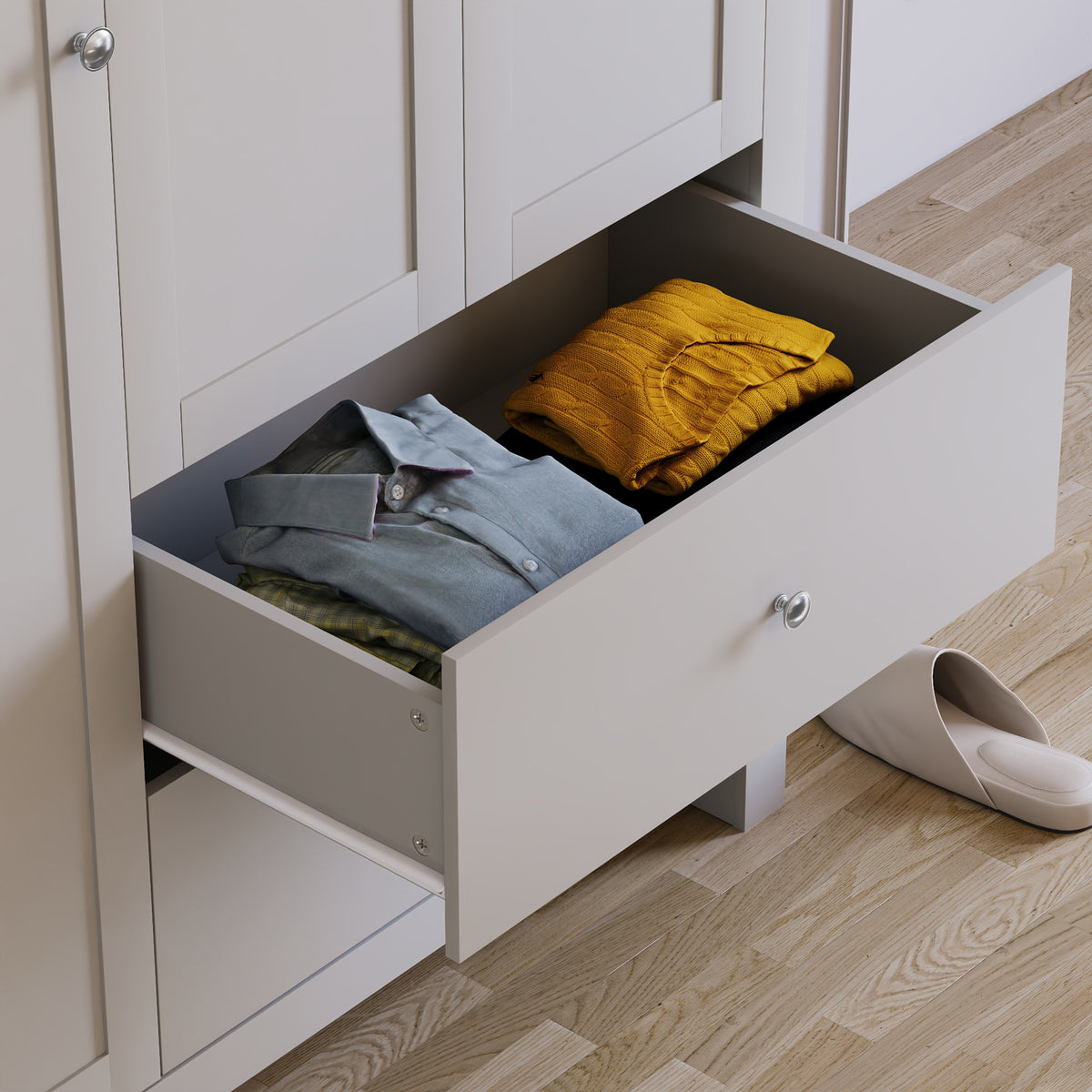 Arlington 3-Door 2-Drawer Wardrobe - Grey