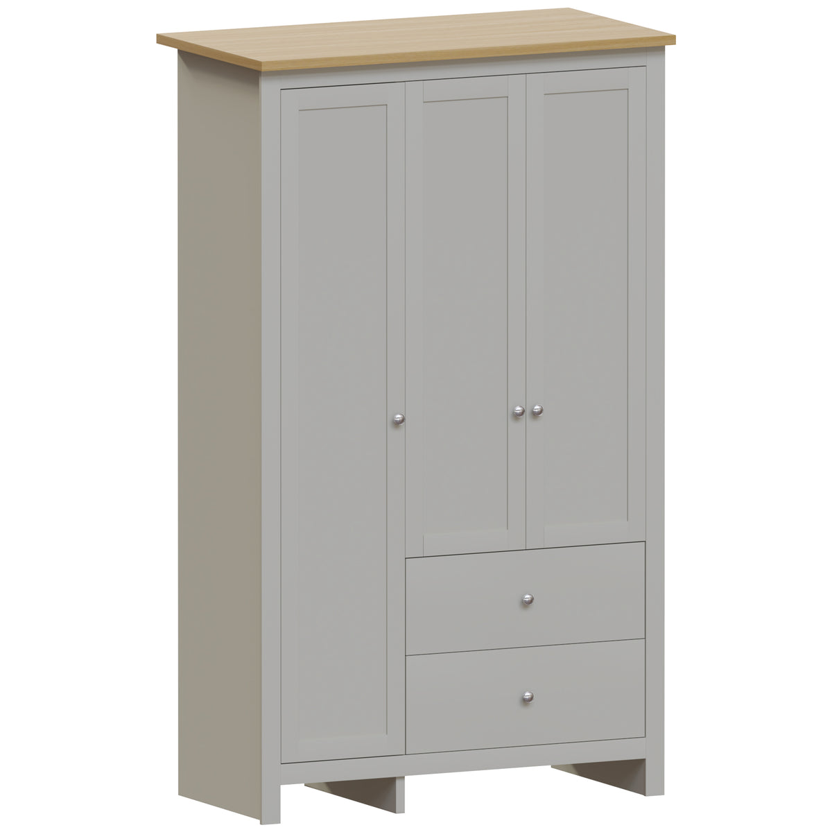 Arlington 3-Door 2-Drawer Wardrobe - Grey