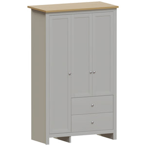 Arlington 3-Door 2-Drawer Wardrobe - Grey