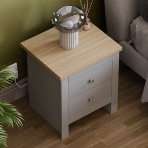 Arlington 2-Drawer Bedside Chest - Grey