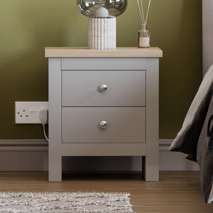 Arlington 2-Drawer Bedside Chest - Grey