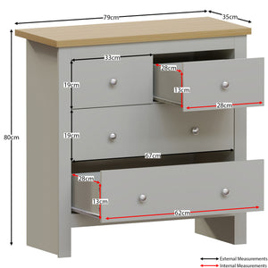 Arlington 4 Drawer Chest of Drawers in Grey – Bedroom Storage Unit
