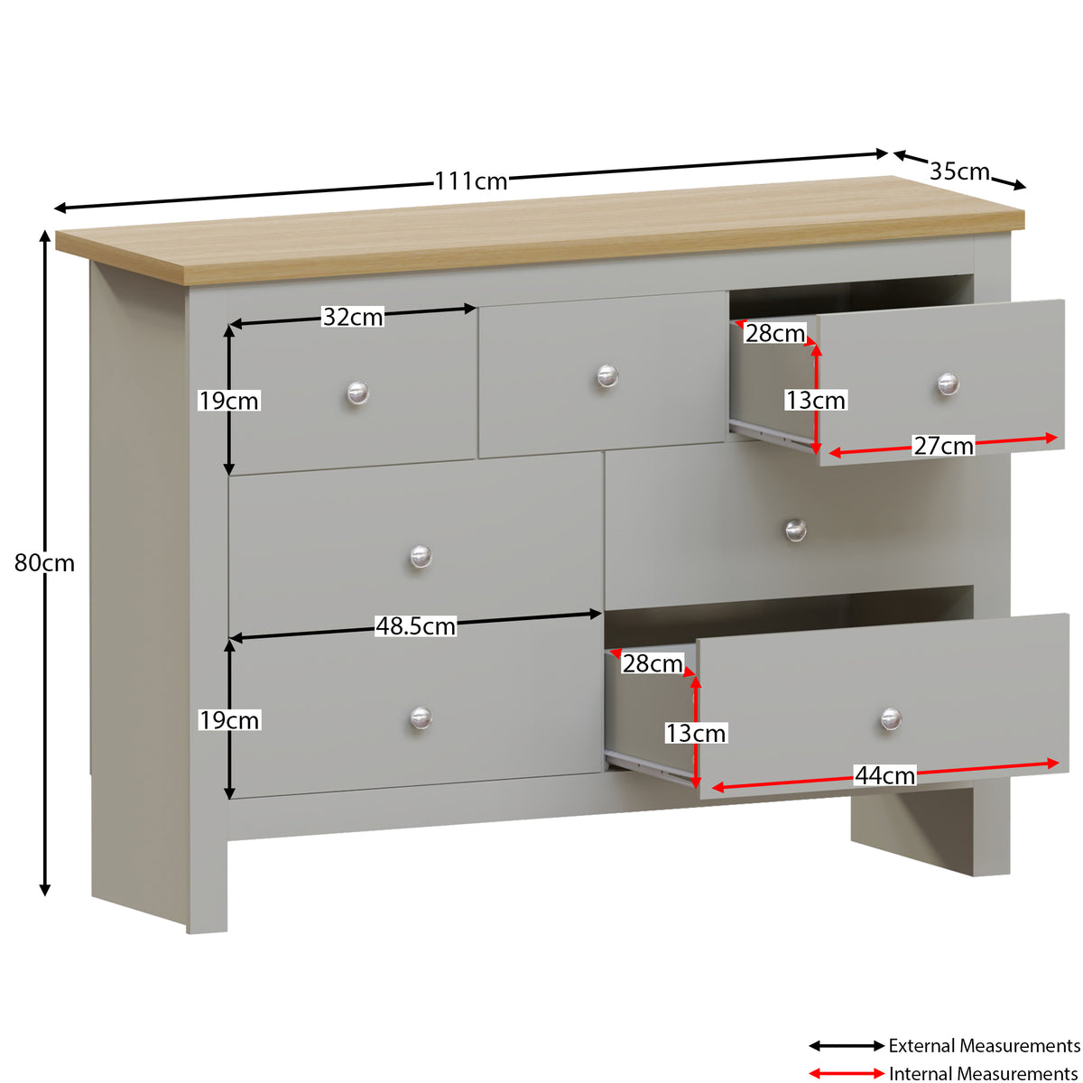 Arlington 7-Drawer Chest - Grey