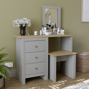 Arlington 3-Drawer Dressing Table Set - Grey