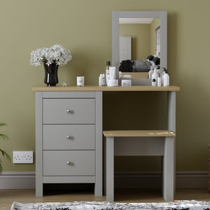 Arlington 3-Drawer Dressing Table Set - Grey