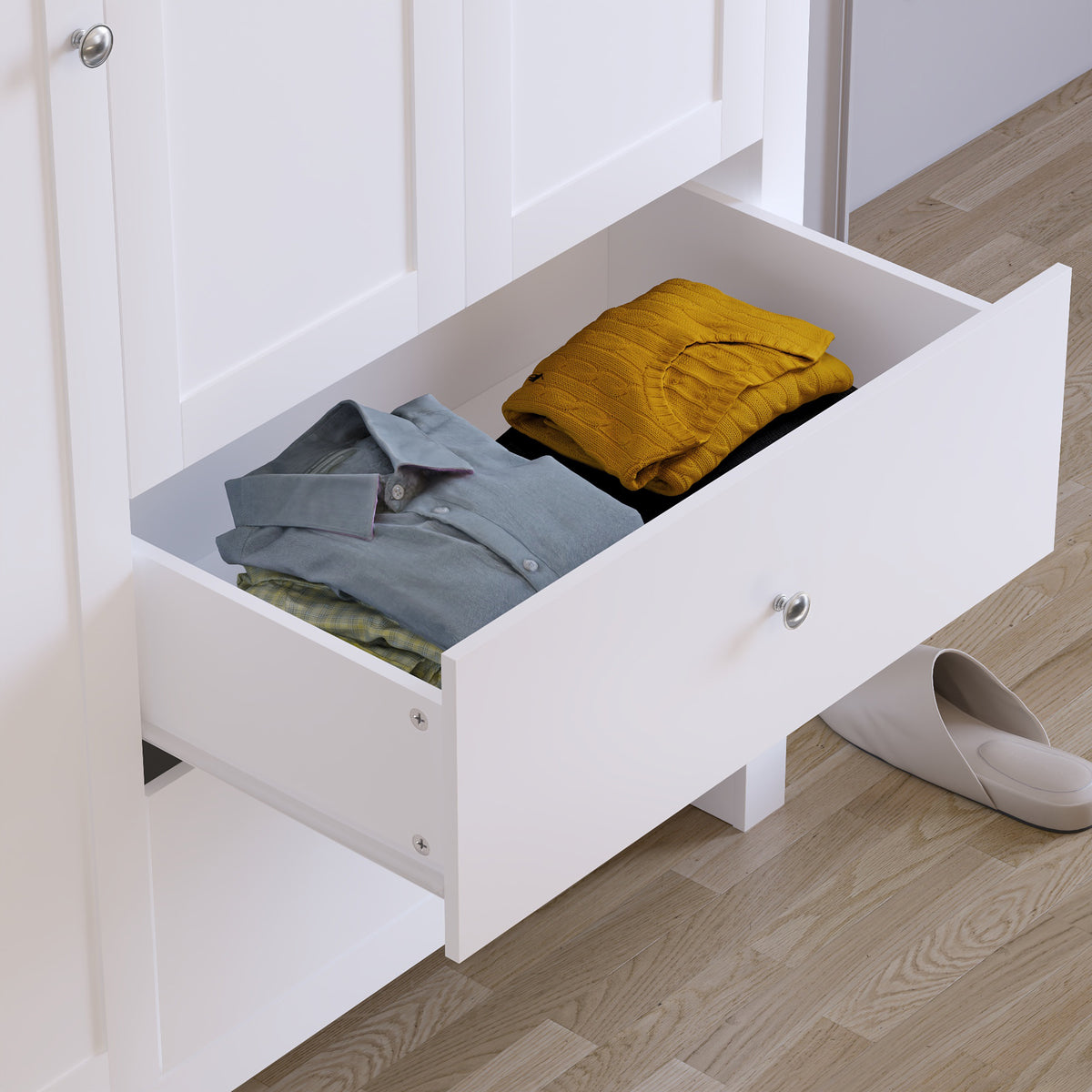Arlington 3-Door 2-Drawer Wardrobe - White