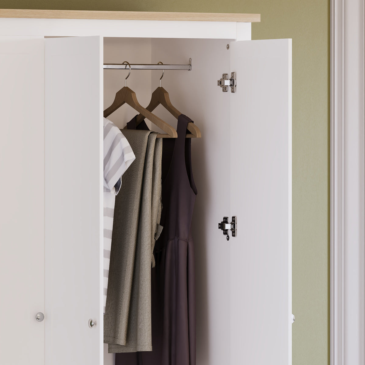 Arlington 3-Door 2-Drawer Wardrobe - White