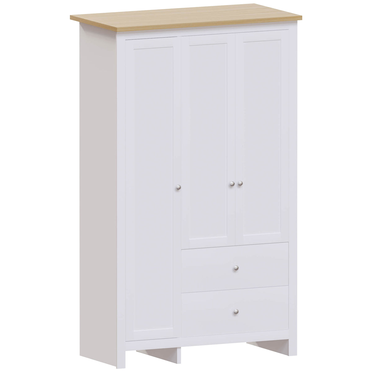 Arlington 3-Door 2-Drawer Wardrobe - White