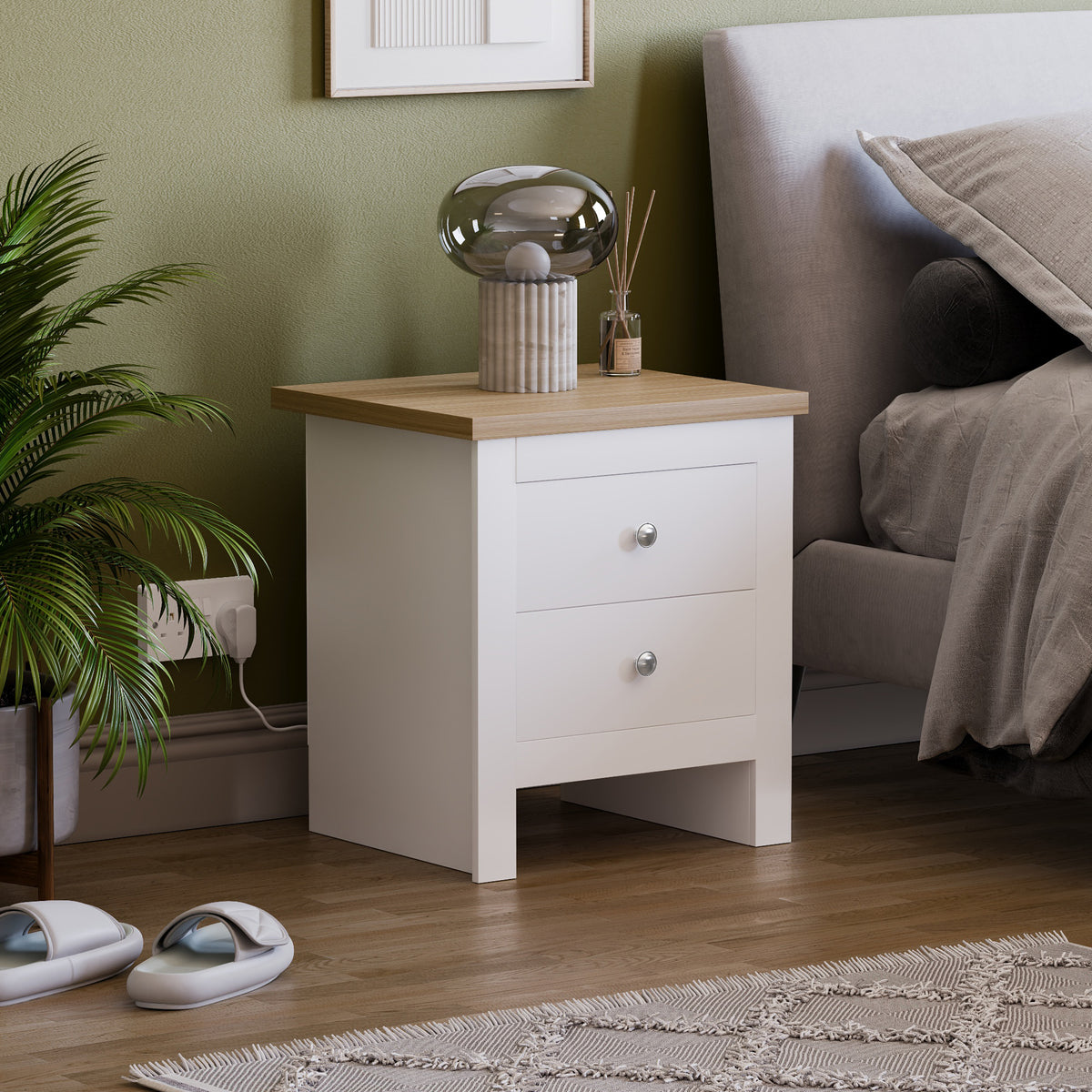 Arlington 2-Drawer Bedside Chest - White