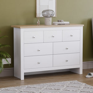 Arlington 7 Drawer Chest of Drawers in White – Spacious Bedroom Storage Unit
