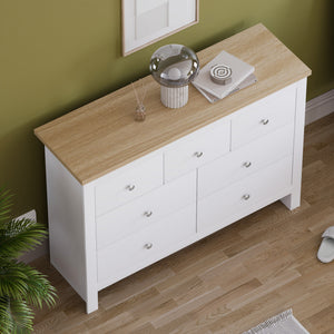 Arlington 7 Drawer Chest of Drawers in White – Spacious Bedroom Storage Unit
